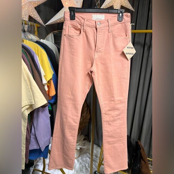 MOTHER The Insider Hover High Rise Straight Jeans Peach Parfait - Picture 5 of 9